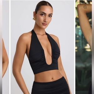 Cropped Ruched Halterneck Top- NEW WITH TAGS